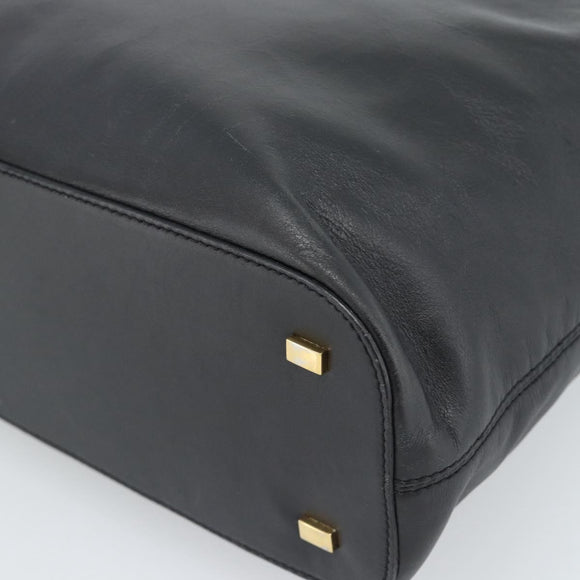CELINE Handtas Leer Zwart Goud Auth 183214