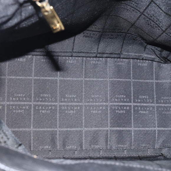 CELINE Handtas Leer Zwart Goud Auth 183214