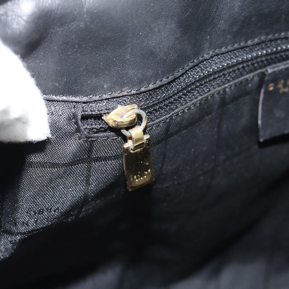 CELINE Handtas Leer Zwart Goud Auth 183214