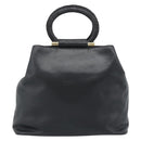 CELINE Handtas Leer Zwart Goud Auth 183214-3