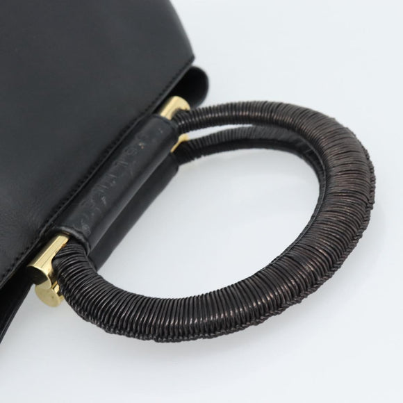 CELINE Handtas Leer Zwart Goud Auth 183214