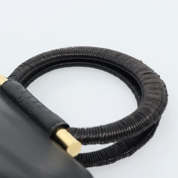 CELINE Handtas Leer Zwart Goud Auth 183214