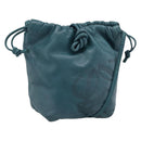 LOEWE Anagram Schultertasche Leder Blau Gold Auth 183215-1