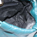 LOEWE Anagram Schultertasche Leder Blau Gold Auth 183215-17