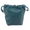 LOEWE Anagram Schultertasche Leder Blau Gold Auth 183215-3