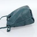 LOEWE Anagram Schultertasche Leder Blau Gold Auth 183215-4