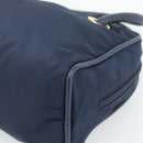CELINE Circle Hand Bag Nylon Navy Gold Auth 183217-9