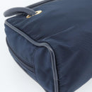 CELINE Circle Hand Bag Nylon Navy Gold Auth 183217-16