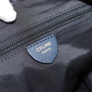 CELINE Circle Hand Bag Nylon Navy Gold Auth 183217-17