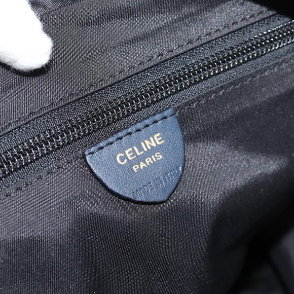CELINE Circle Hand Bag Nylon Navy Gold Auth 183217