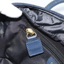 CELINE Circle Hand Bag Nylon Navy Gold Auth 183217-20