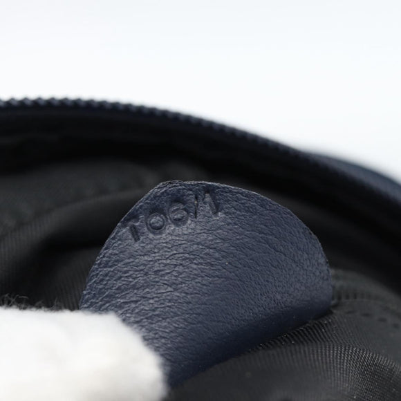 CELINE Circle Hand Bag Nylon Navy Gold Auth 183217