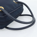 CELINE Circle Hand Bag Nylon Navy Gold Auth 183217-7