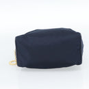 CELINE Circle Hand Bag Nylon Navy Gold Auth 183217-5