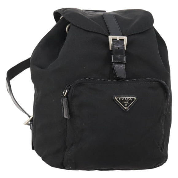 PRADA Backpack Nylon Black Silver Auth 183221