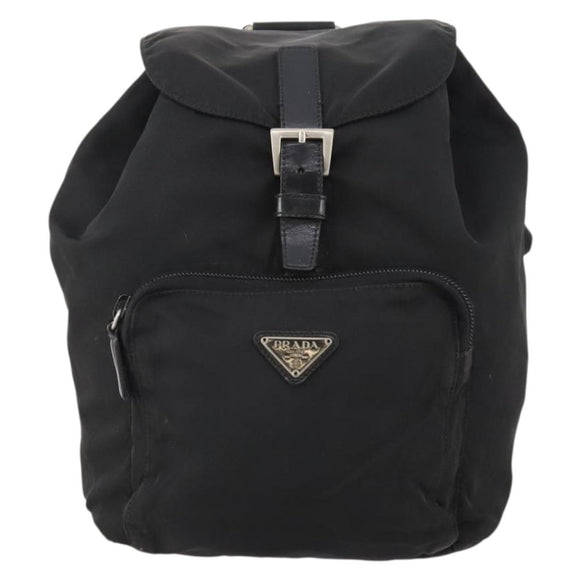 PRADA Backpack Nylon Black Silver Auth 183221