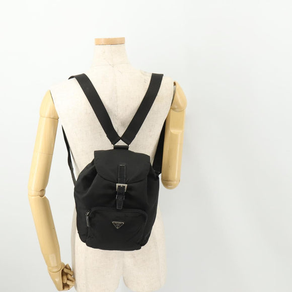 PRADA Backpack Nylon Black Silver Auth 183221
