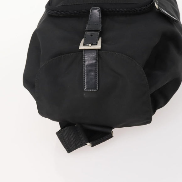 PRADA Backpack Nylon Black Silver Auth 183221