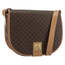CELINE Macadam Canvas Shoulder Bag PVC Leather Brown Gold Auth 183224A-1
