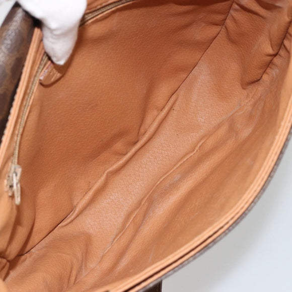 CELINE Macadam Canvas Shoulder Bag PVC Leather Brown Gold Auth 183224A