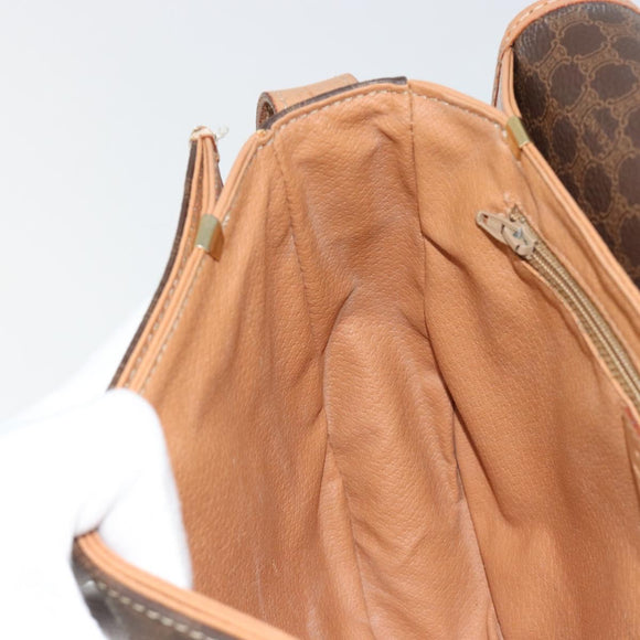 CELINE Macadam Canvas Shoulder Bag PVC Leather Brown Gold Auth 183224A