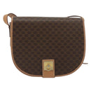 CELINE Macadam Canvas Shoulder Bag PVC Leather Brown Gold Auth 183224A-13