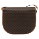 CELINE Macadam Canvas Shoulder Bag PVC Leather Brown Gold Auth 183224A-2
