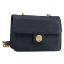 Chloe Chain Shoulder Bag Leather Navy Gold Auth 183231A-1