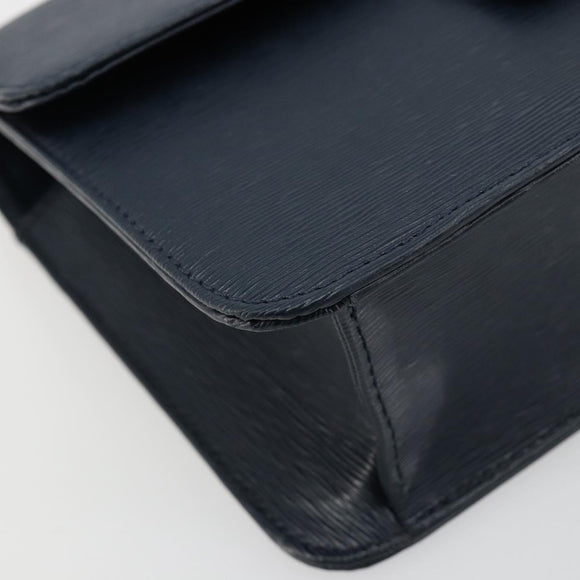 Chloe Chain Shoulder Bag Leather Navy Gold Auth 183231A