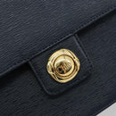 Chloe Chain Shoulder Bag Leather Navy Gold Auth 183231A-17