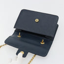Chloe Chain Shoulder Bag Leather Navy Gold Auth 183231A-10