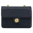 Chloe Chain Shoulder Bag Leather Navy Gold Auth 183231A-13