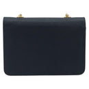Chloe Chain Shoulder Bag Leather Navy Gold Auth 183231A-2