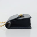 Chloe Chain Shoulder Bag Leather Navy Gold Auth 183231A-4