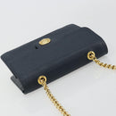 Chloe Chain Shoulder Bag Leather Navy Gold Auth 183231A-6