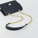 Chloe Chain Shoulder Bag Leather Navy Gold Auth 183231A-7
