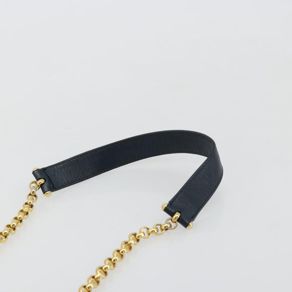 Chloe Chain Shoulder Bag Leather Navy Gold Auth 183231A
