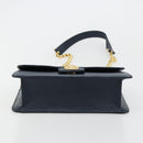 Chloe Chain Shoulder Bag Leather Navy Gold Auth 183231A-5
