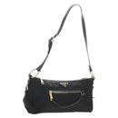 PRADA Shoulder Bag Nylon Black Gold Auth 183232SAV-1
