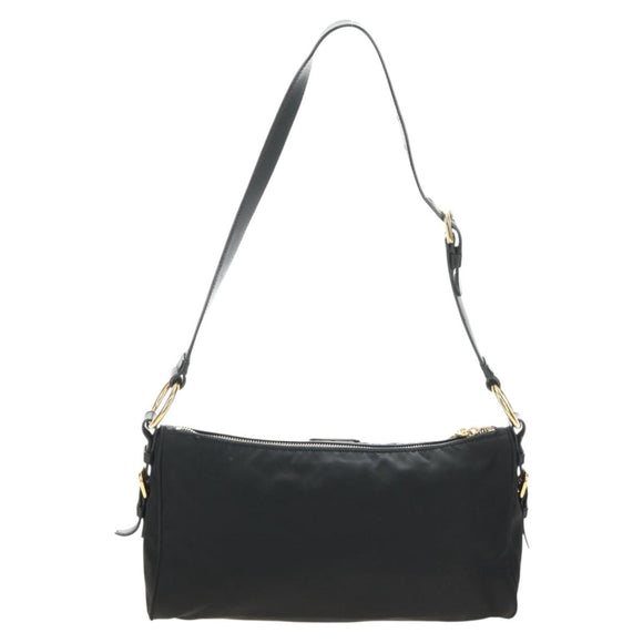 PRADA Shoulder Bag Nylon Black Gold Auth 183232SAV