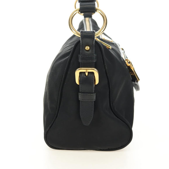 PRADA Shoulder Bag Nylon Black Gold Auth 183232SAV