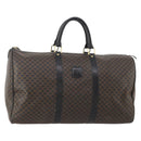 CELINE Macadam Canvas Boston Bag PVC Leather Black Gold Auth 183233-1