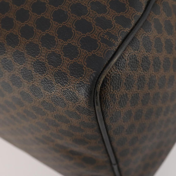 CELINE Macadam Canvas Boston Bag PVC Leather Black Gold Auth 183233