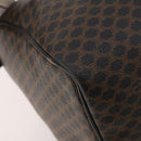CELINE Macadam Canvas Boston Bag PVC Leather Black Gold Auth 183233-13