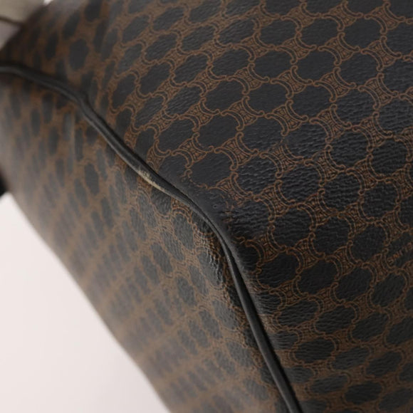 CELINE Macadam Canvas Boston Bag PVC Leather Black Gold Auth 183233