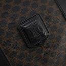 CELINE Macadam Canvas Boston Bag PVC Leather Black Gold Auth 183233-15