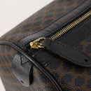 CELINE Macadam Canvas Boston Bag PVC Leather Black Gold Auth 183233-16