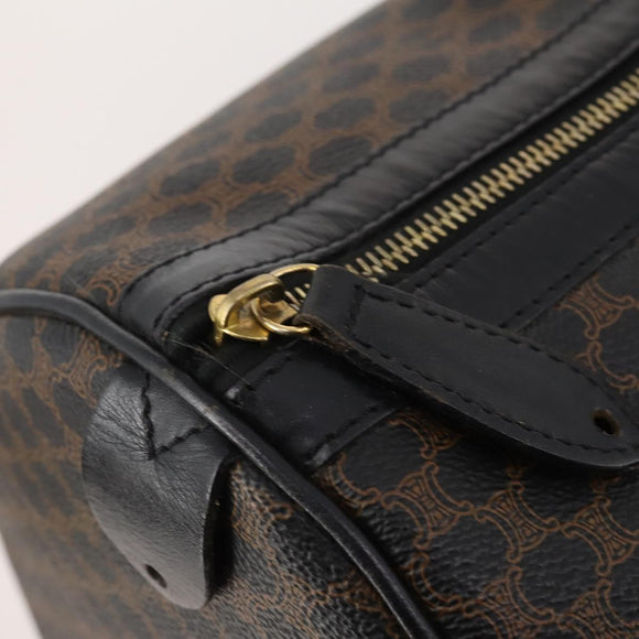 CELINE Macadam Canvas Boston Bag PVC Leather Black Gold Auth 183233