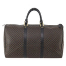 CELINE Macadam Canvas Boston Bag PVC Leather Black Gold Auth 183233-3