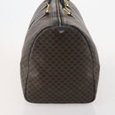 CELINE Macadam Canvas Boston Bag PVC Leather Black Gold Auth 183233-4